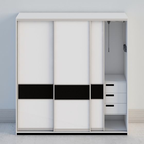 Stylish Sliding Door Wardrobe 3D model