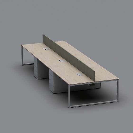 Minimalist Dual Desk 3D model for Modern Workspaces