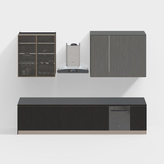 Modern Minimalist Kitchen Suite 3D model