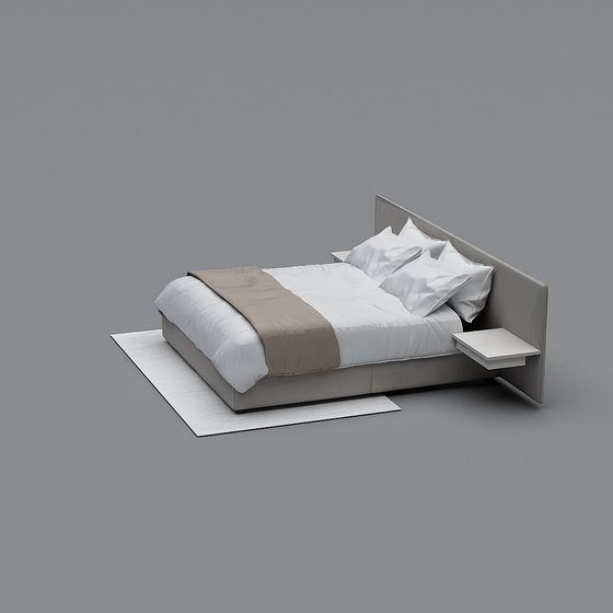Elegant Low-Polygon Bed 3D model