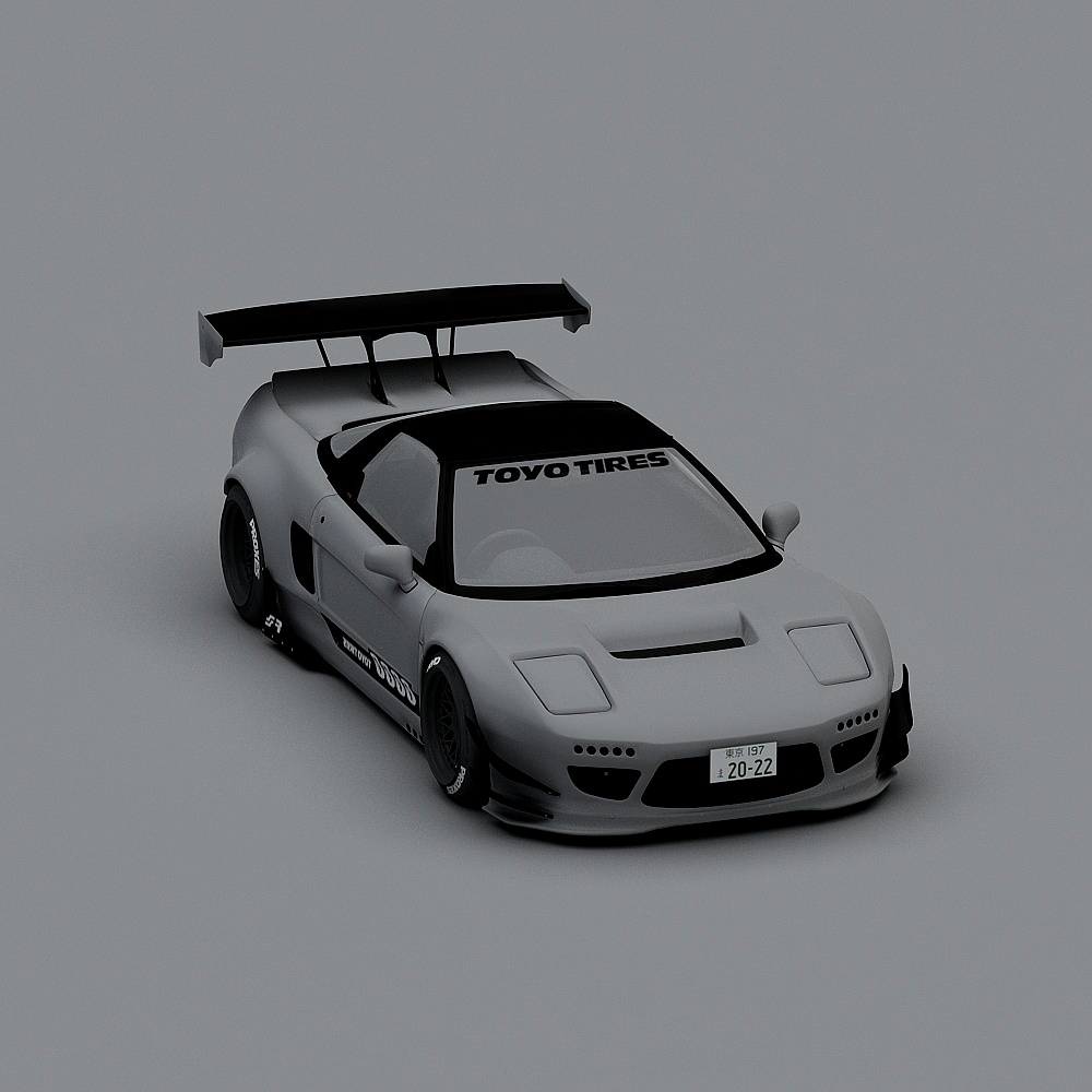 Futuristic Low Poly Race Car 3D model
