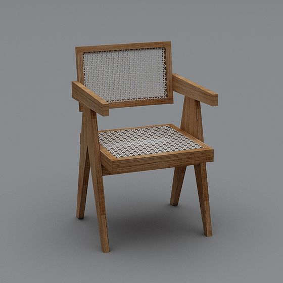 Stylish Low-Poly Wooden Chair 3D model