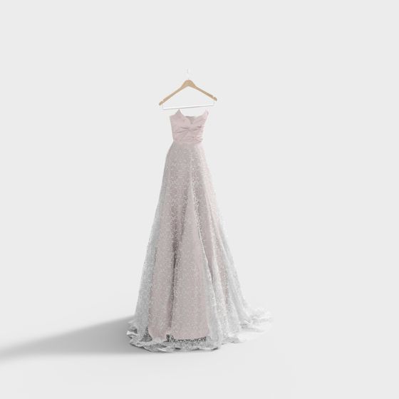 Elegant Low-Poly Wedding Dress 3D model