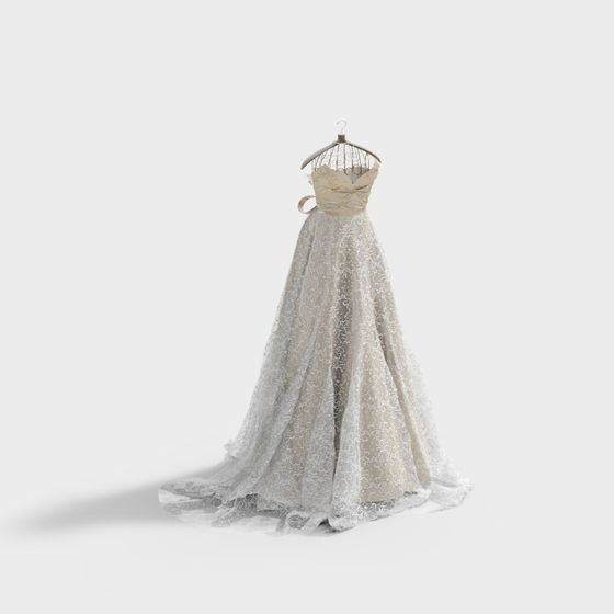Elegant 3D Bridal Gown Model for Creative Projects
