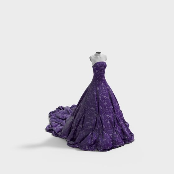 Elegant Purple Bridal Dress 3D model for Creative Projects