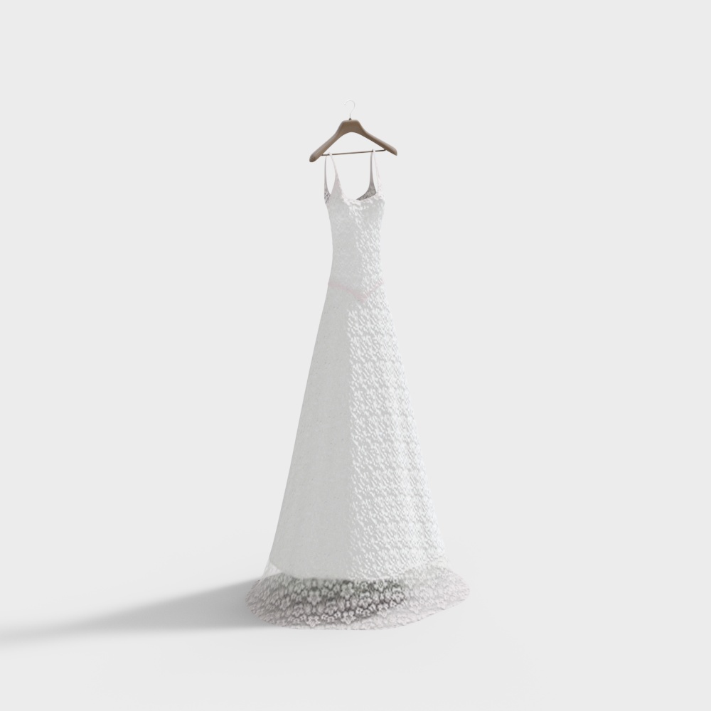 Elegant Low-Poly Wedding Dress 3D model