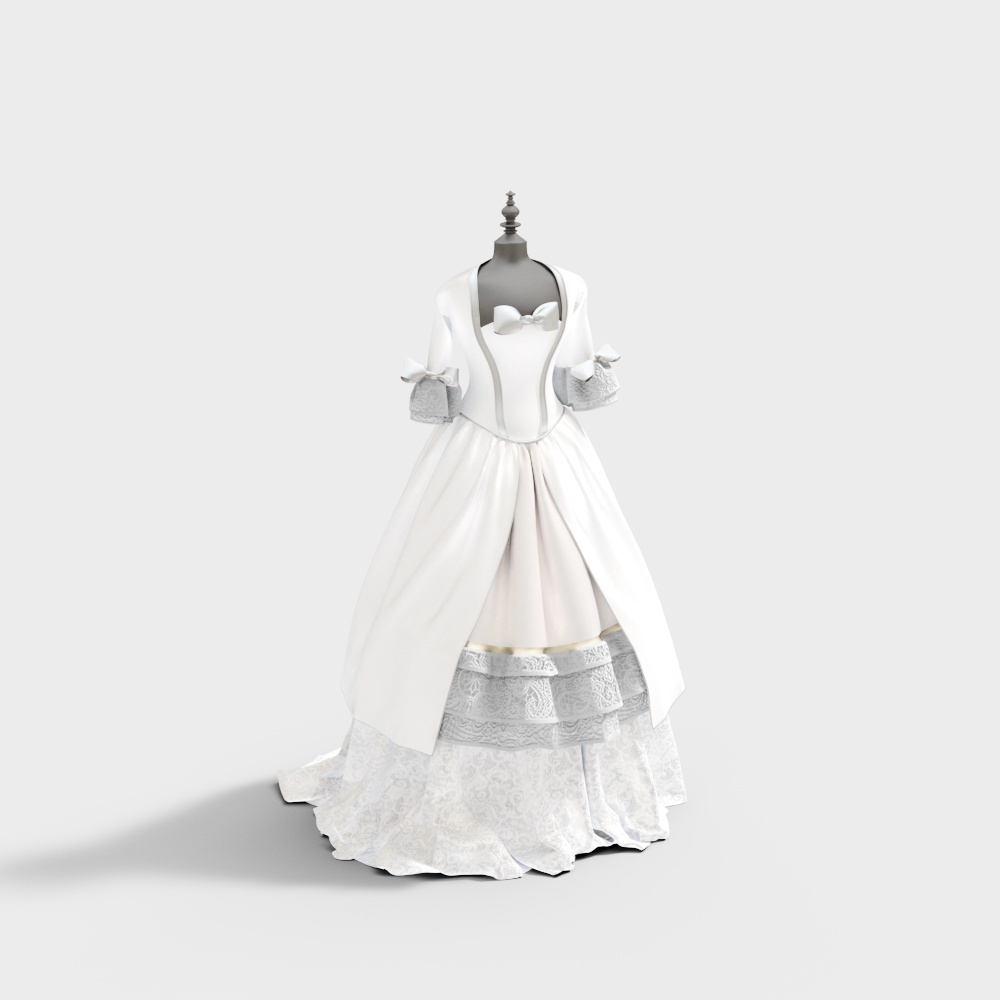 Elegant Vintage Dress 3D Model
