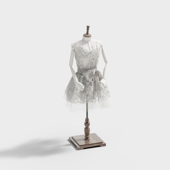 Elegant Lace Dress Mannequin 3D model