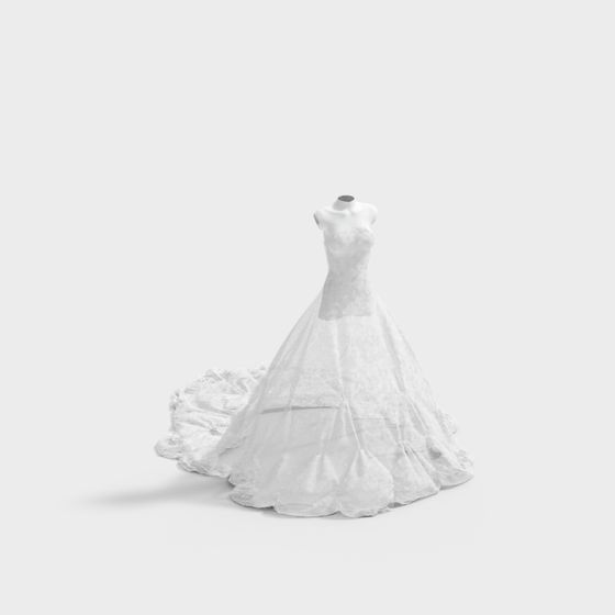 Elegant Wedding Dress 3D model