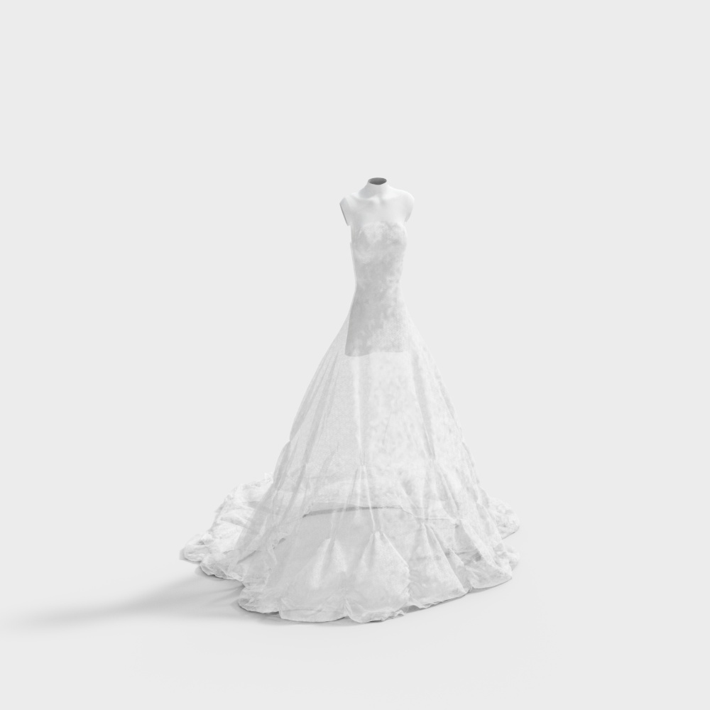 Elegant Wedding Dress 3D model
