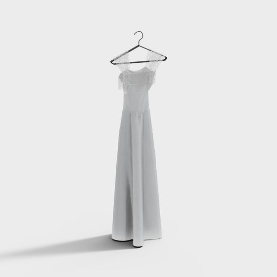 Elegant Low-Poly Wedding Dress 3D model