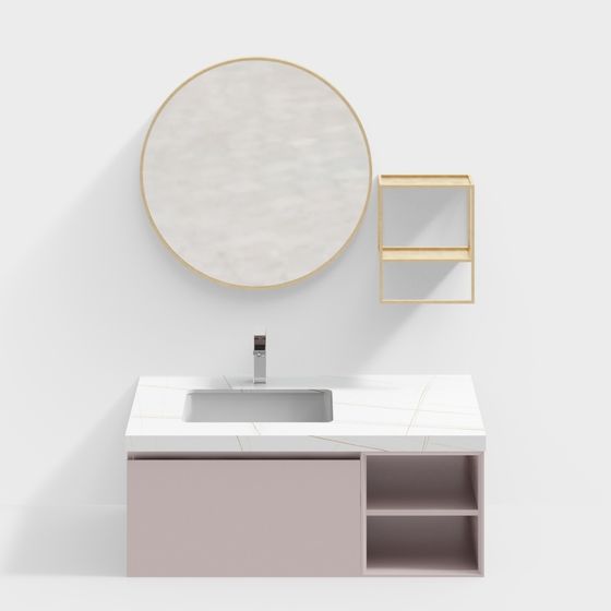 Modern Low-Poly Bathroom Cabinet 3D model