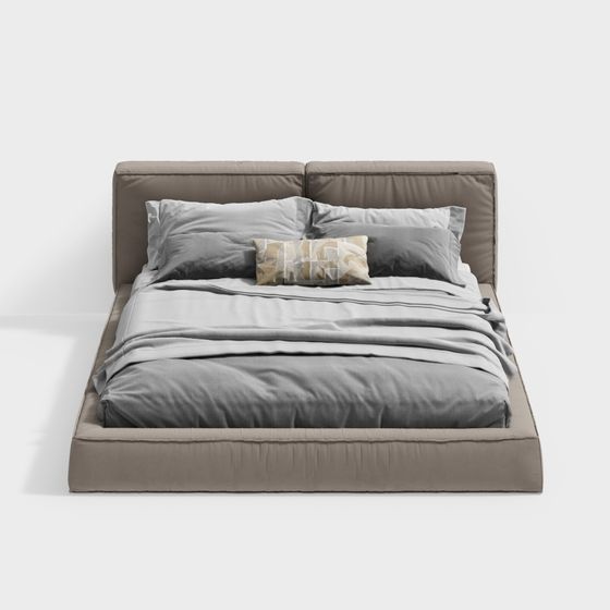 Elegant Minimalist Bed 3D model for Modern Home Design