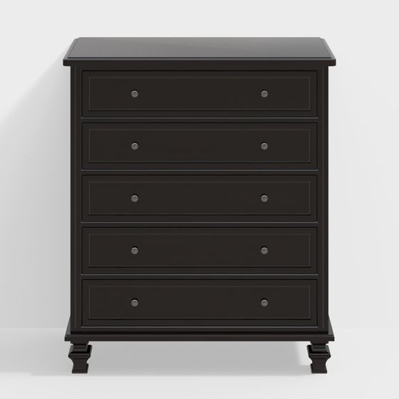 Classic Black Drawer Cabinet 3D model