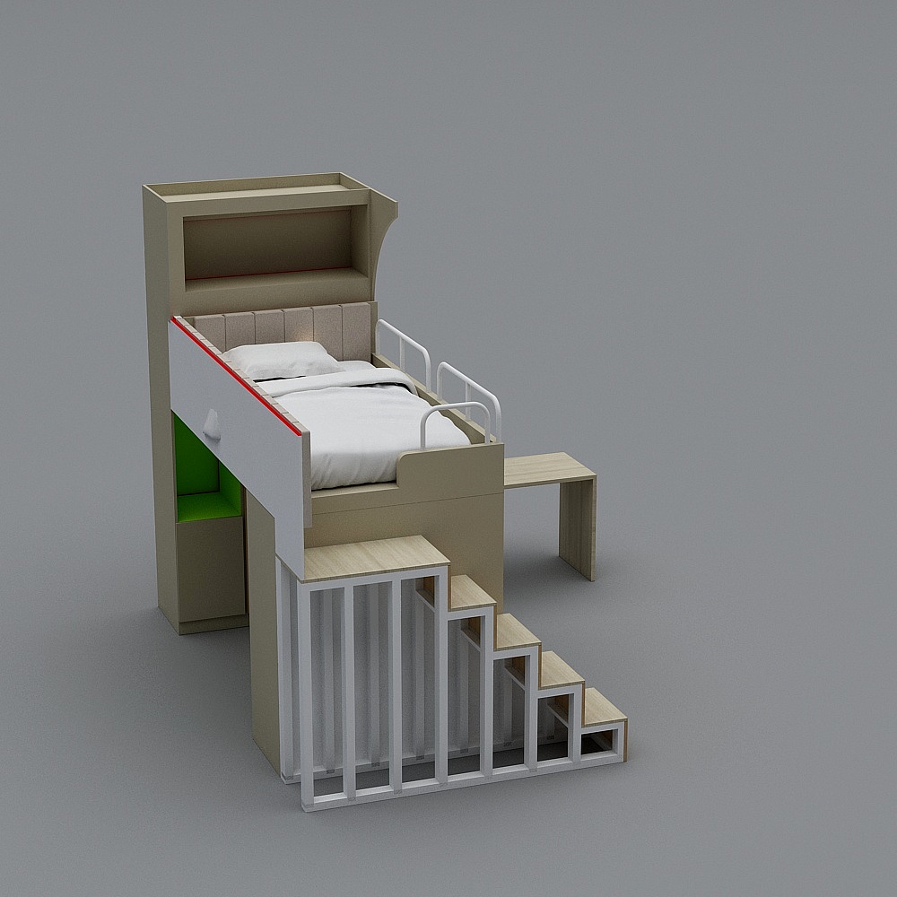 Urban Rest Bed 3D model for Modern Spaces