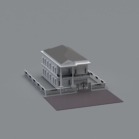 Elegant Villa 3D Model with Low Polygon Design