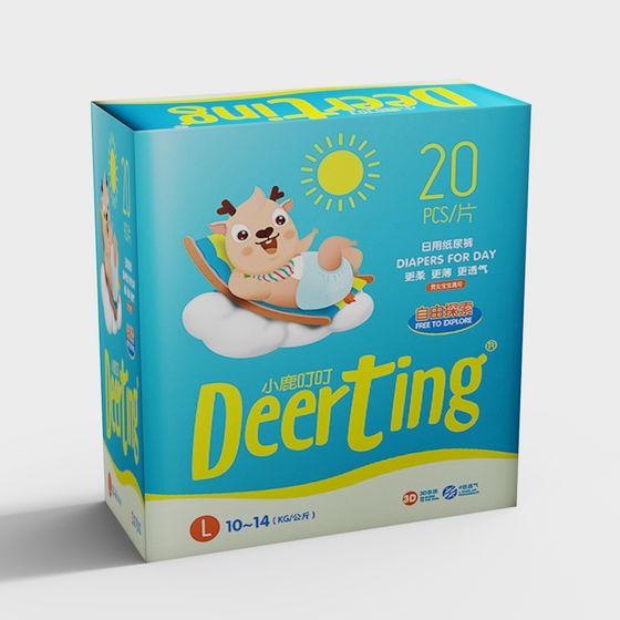 Playful Deerting Diaper Box 3D model