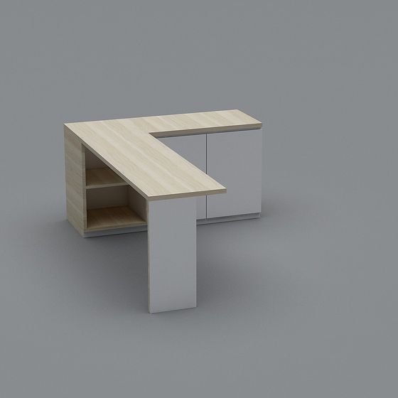 Modern L-Shaped Office Desk 3D model