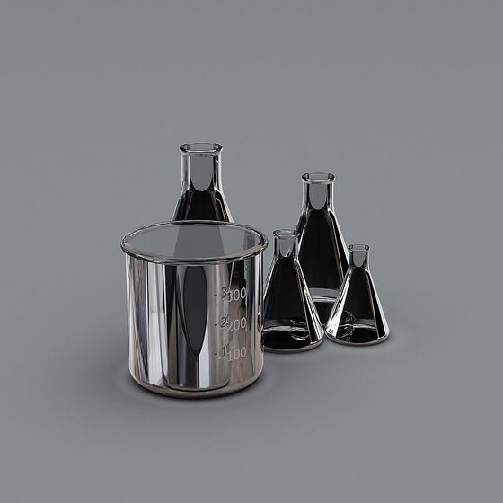 Elegant Low-Polygon Chemistry Glassware 3D Model
