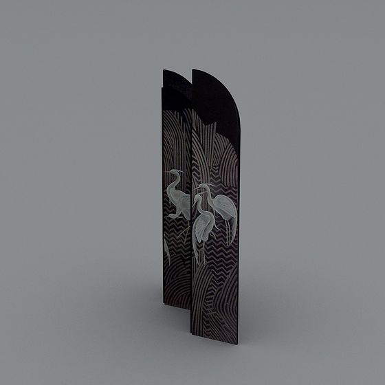 Elegant Eastern Aesthetic Folding Screen 3D model