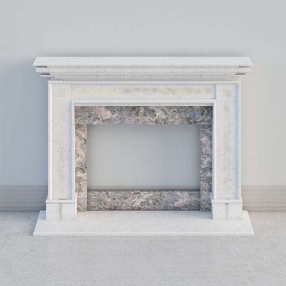 Elegant Marble Fireplace Mantel 3D model