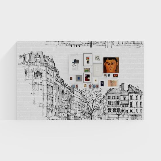 Urban Sketch Wall Art 3D model