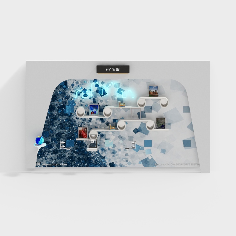 Low-Poly Future Wall 3D model for Designers