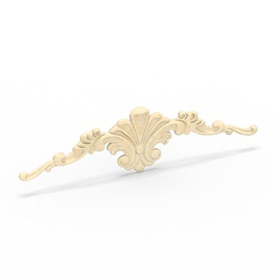 Classic beige wooden wall decoration with carved shell design on white background