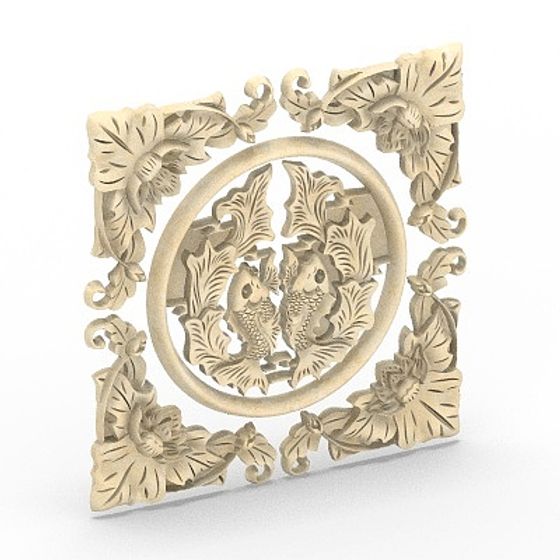 Elegant Floral Panel 3D model