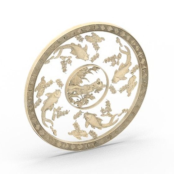 Koi Fish Medallion 3D model for Artistic Projects