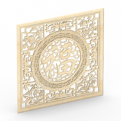 New Chinese style relief 3D model-Fu