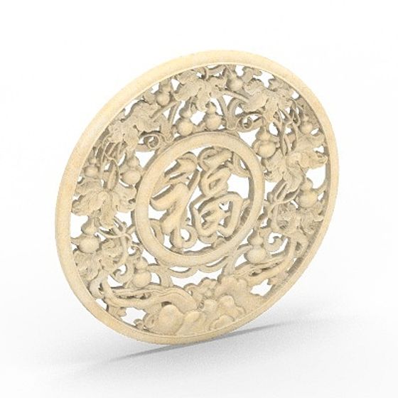 Elegant Oriental Hollowed Decorative Panel 3D model