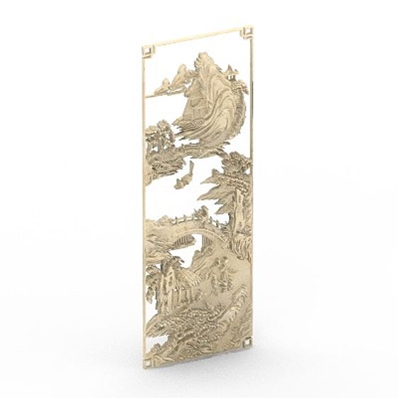 Classical Landscape Folding Screen 3D model