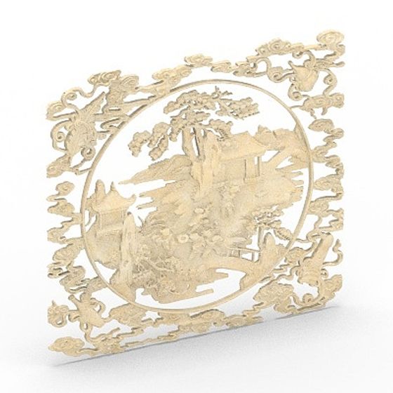 Elegant Garden Scroll 3D model