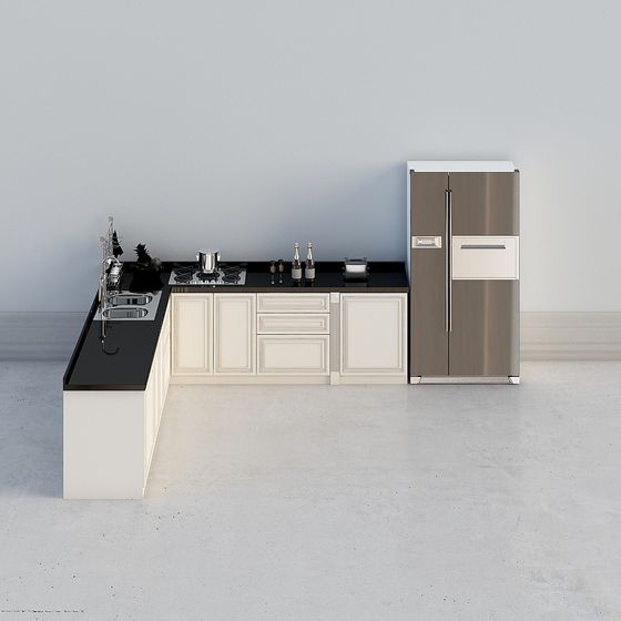 Modern Kitchen 3D model Design Featuring Low-Poly Style