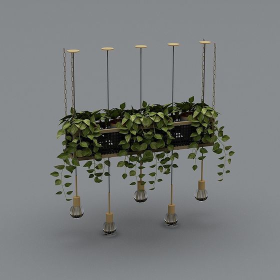 Stylish Hanging Plant Light 3D model for Modern Interiors