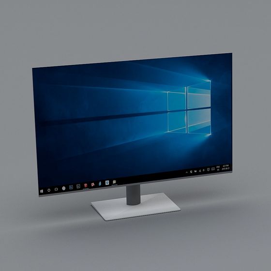 Black Desktop LED Monitor 3D Model for Workspaces