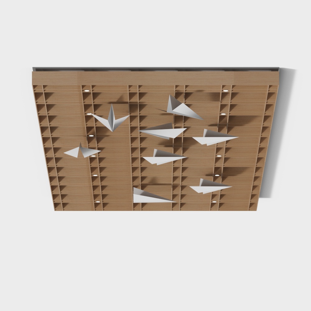 Flying Wings 3D Model – Wooden Texture with Paper Airplanes