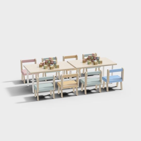 Children's Activity Table and Chairs 3D model