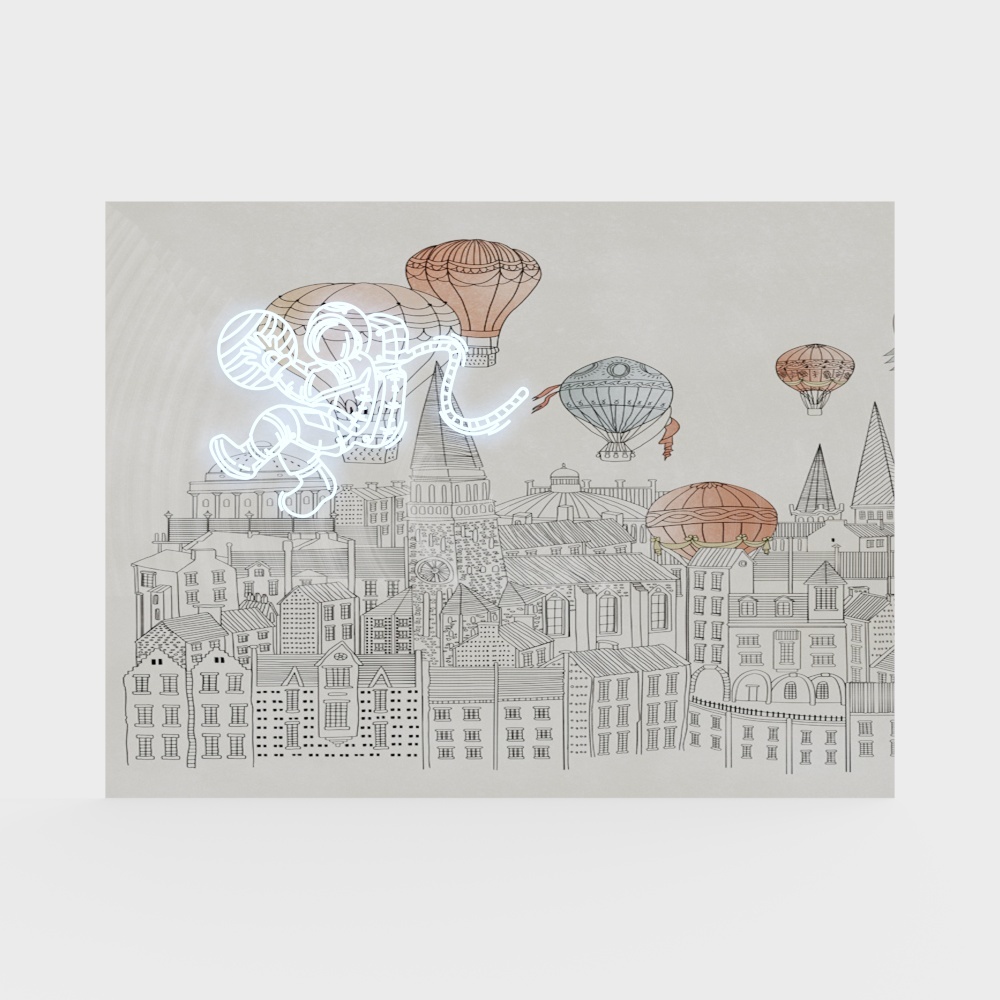 Kindergarten hot air balloon background wall