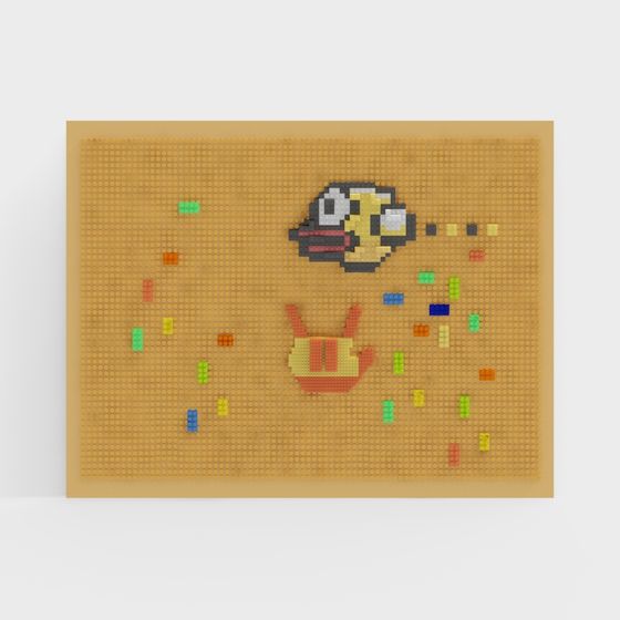 Vintage Pixel Chicken 3D Model