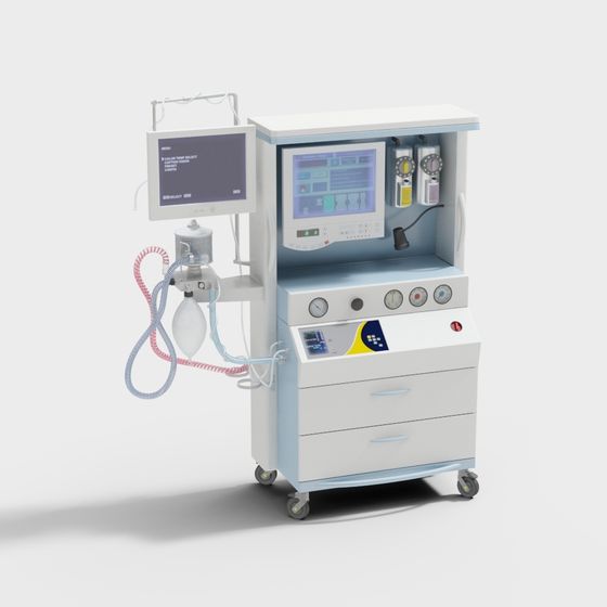 Detailed ICU Ventilator 3D Model for Medical Design