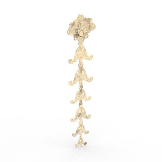 Elegant Golden Floral Drop Earring 3D model
