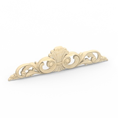 Classic beige carved wood wall decoration with floral patterns on white background