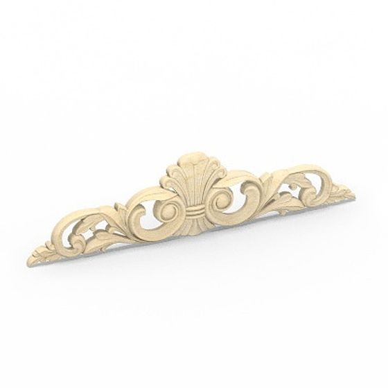 Classic beige carved wood wall decoration with floral patterns on white background