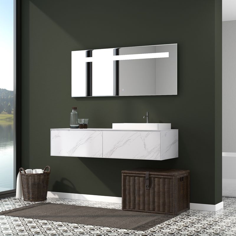 Modern Minimalist Bathroom with Green Walls