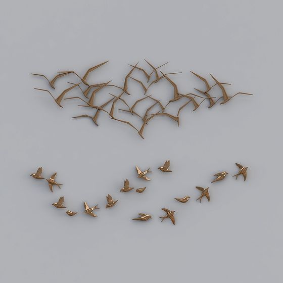 Soaring Heart 3D model - Stunning Golden Birds