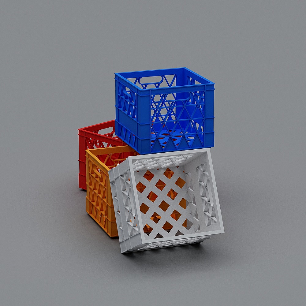Colorful Low Poly Plastic Baskets 3D model Collection