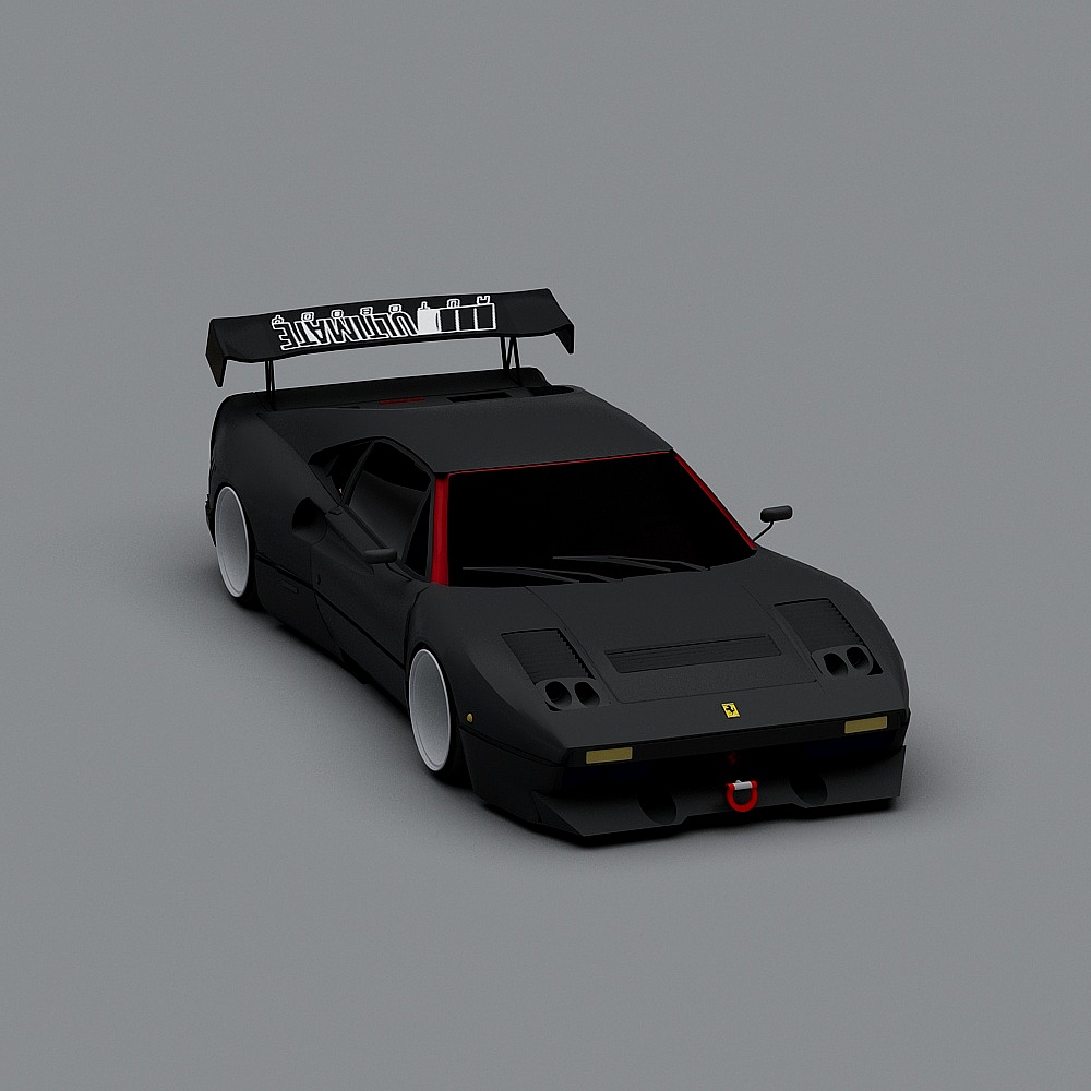 Black Ferrari F40 3D model - Low Poly Design