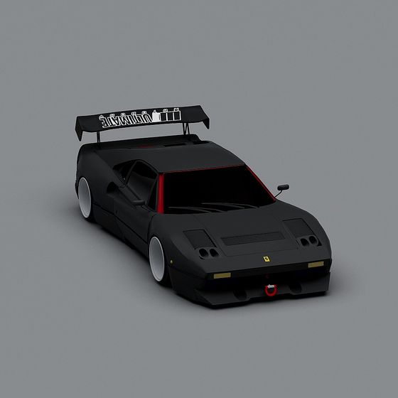 Black Ferrari F40 3D model - Low Poly Design